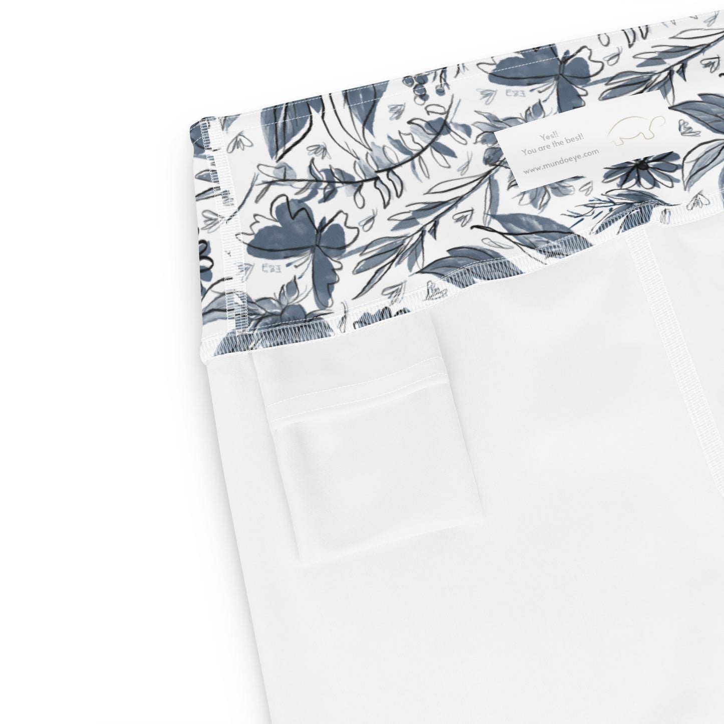 Watercolor White Yoga Shorts. Houston Collection. Design hand-painted by the Designer Maria Alejandra Echenique