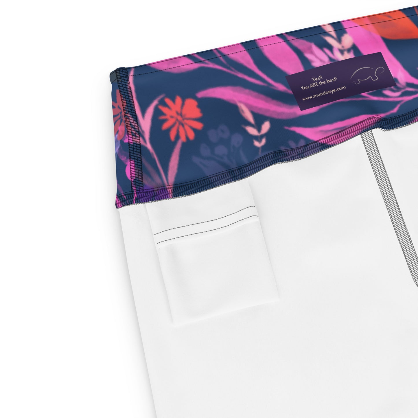 Multicolor Flowers Blue Yoga Shorts.