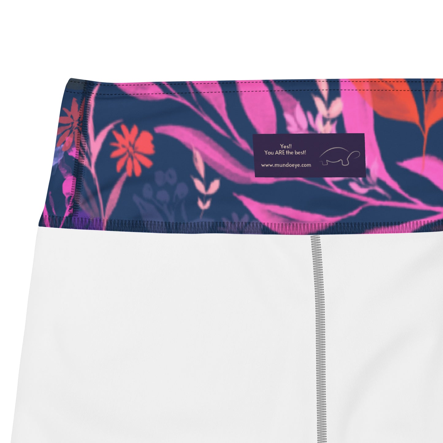 Multicolor Flowers Blue Yoga Shorts.