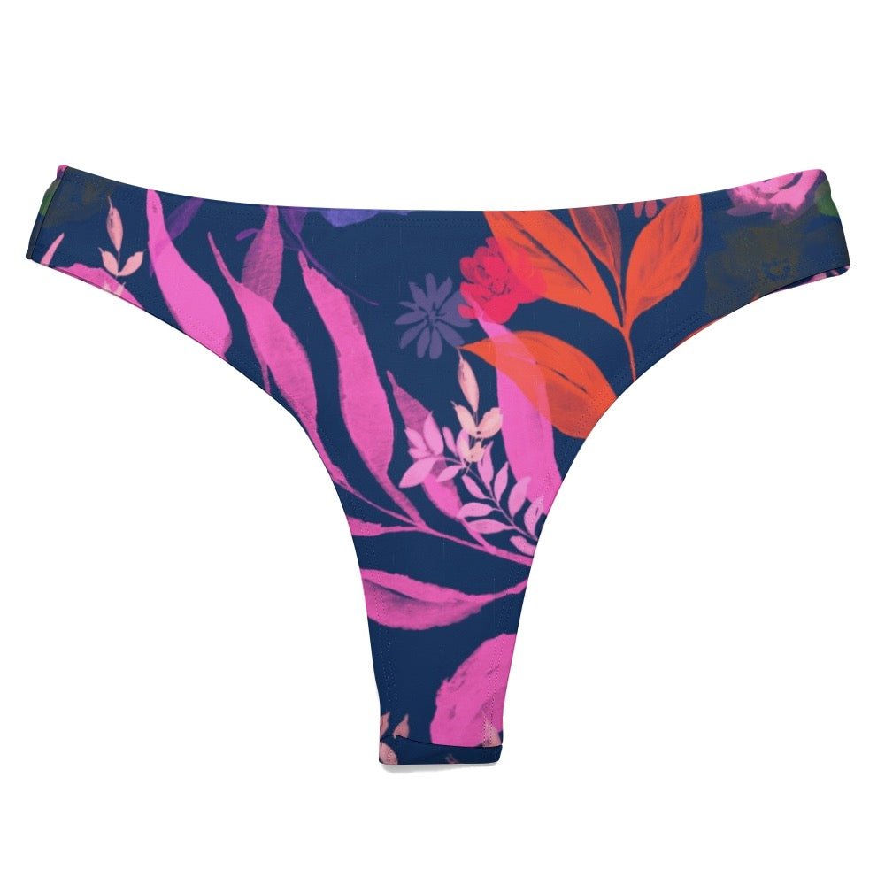 Watercolor Flowers Swimwear Thong. Houston collection. Design hand-painted by the Designer Maria Alejandra Echenique