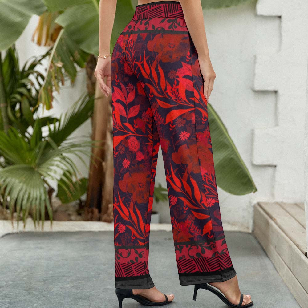 Red Women's Wide Leg Pants. Caracas Collection