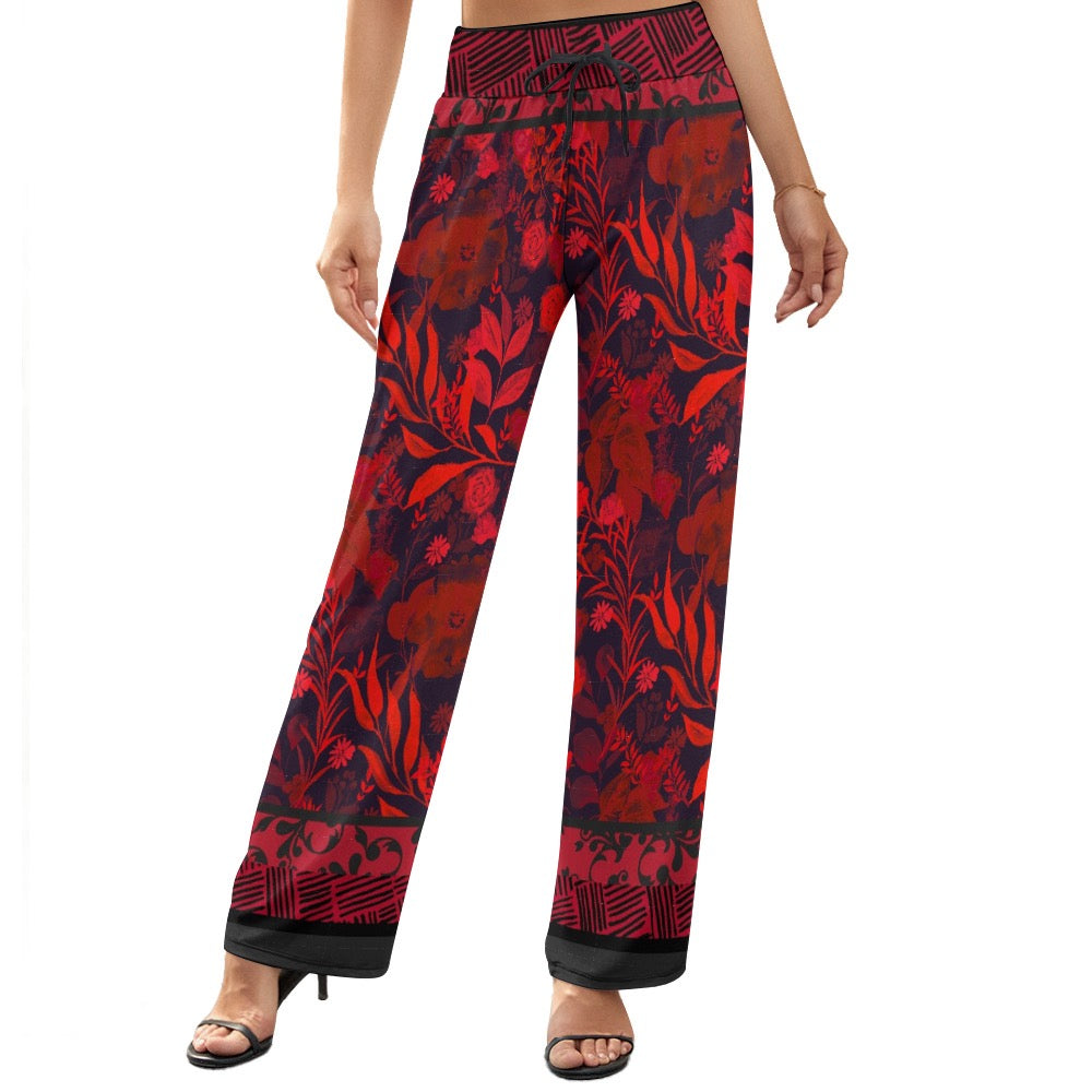Red Women's Wide Leg Pants. Caracas Collection