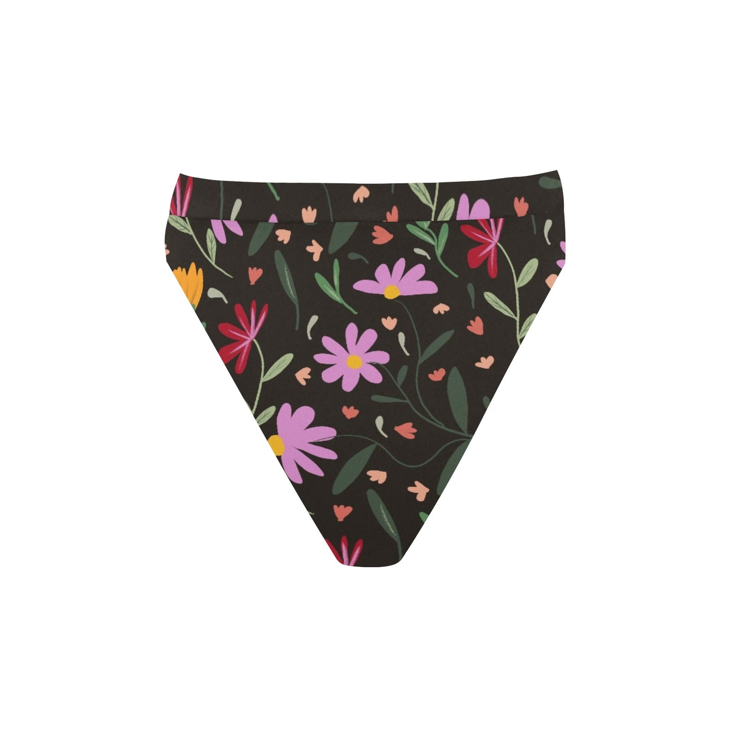 Botanical Flowers High-Waisted High-Cut Bikini Bottom. Pattern hand-painted by the Designer Maria Alejandra Echenique