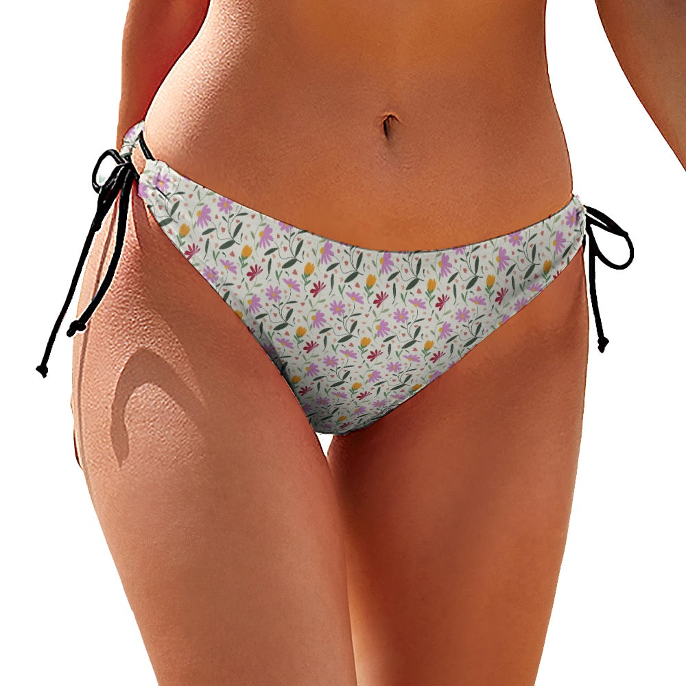 Botanical flowers Bikini Bottom. Pattern hand-painted by the Designer Maria Alejandra Echenique