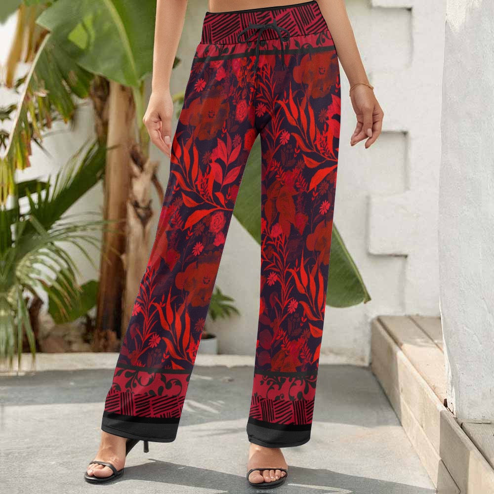 Red Women's Wide Leg Pants. Caracas Collection
