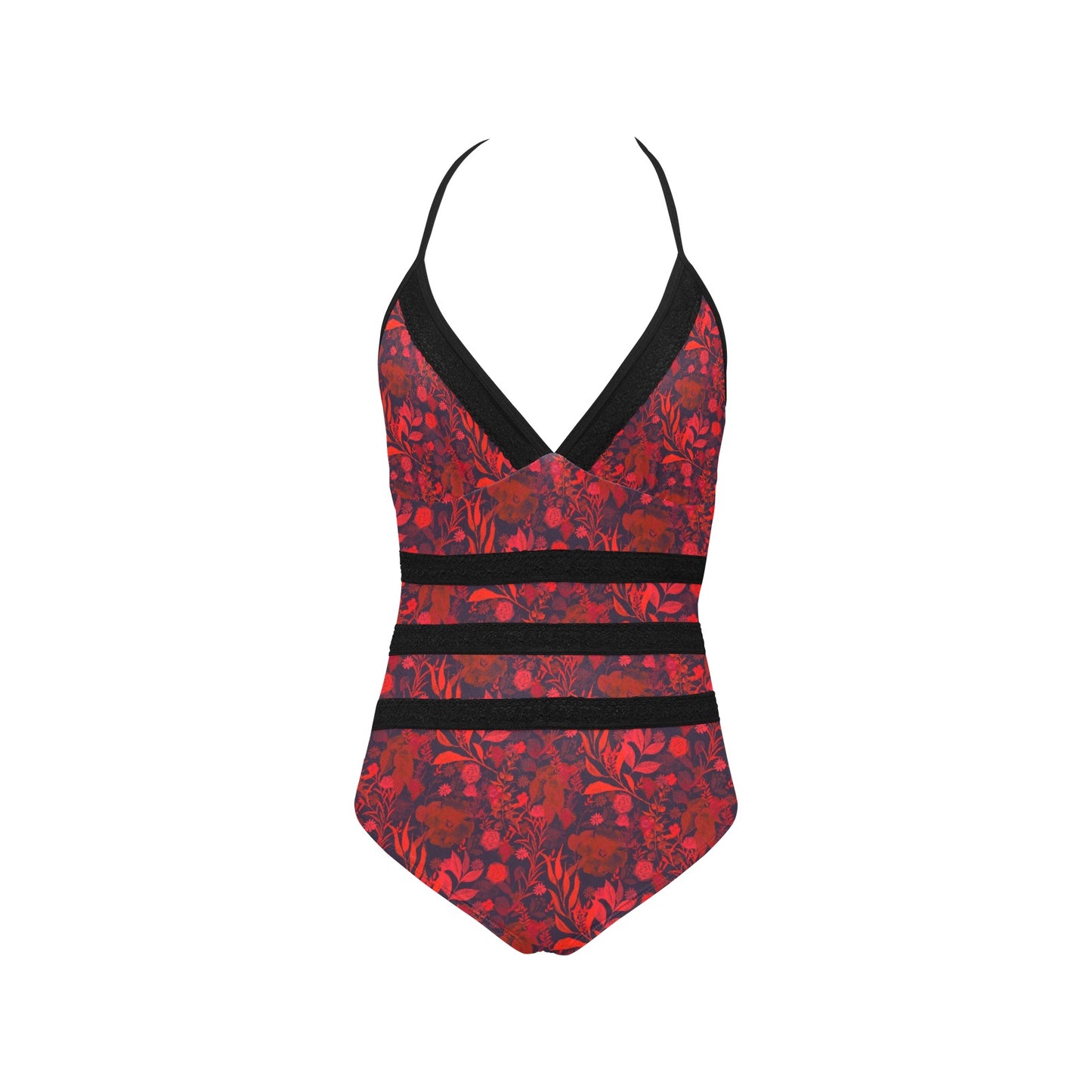 Red Lace Band Swimsuit. Caracas Collection