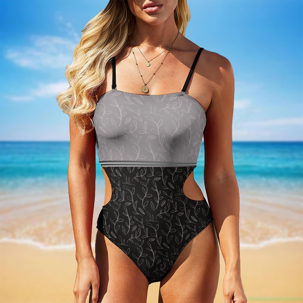 Super Bloom Collection Black One Piece Bikini Swimsuit. Bathing suit, Designs hand-painted by the Designer Maria Alejandra Echenique