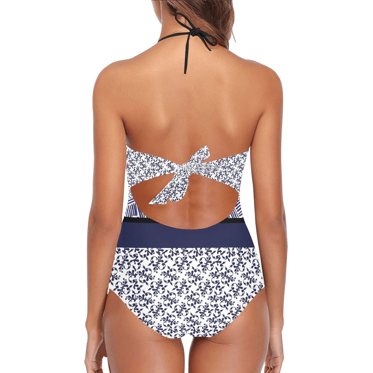 Blue & Black Lace Band Swimsuit. Caracas Collection