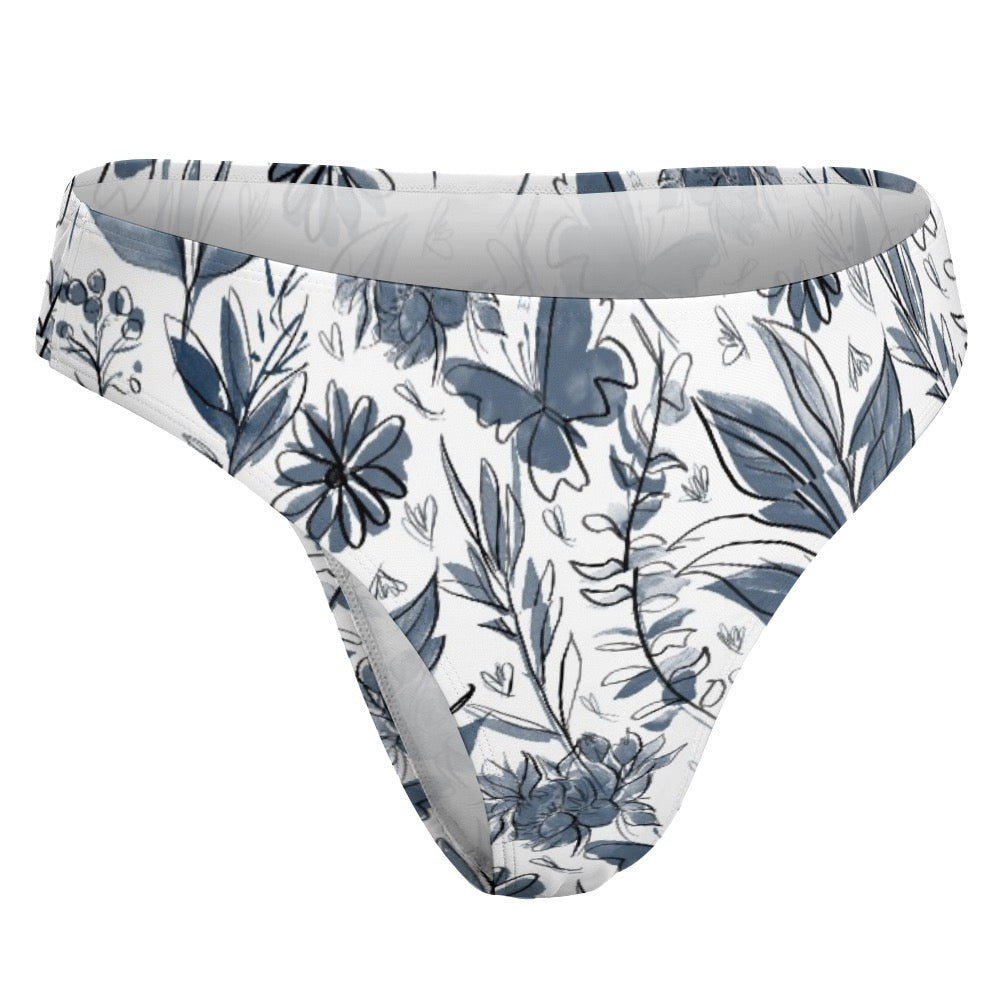 Multicolor Flowers Swimwear Thong. Houston collection. Design hand-painted by the Designer Maria Alejandra Echenique