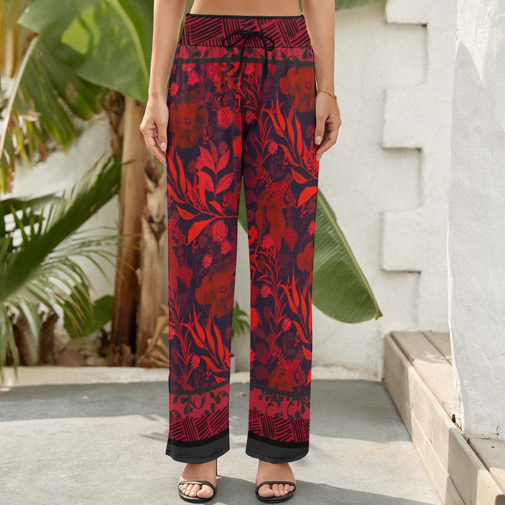 Red Women's Wide Leg Pants. Caracas Collection