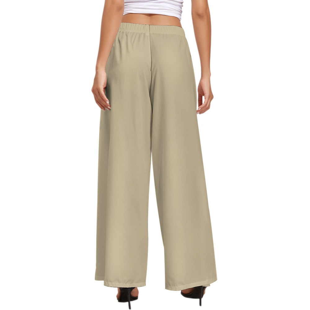 Beige solid Wide Leg Pants. Miami Collection