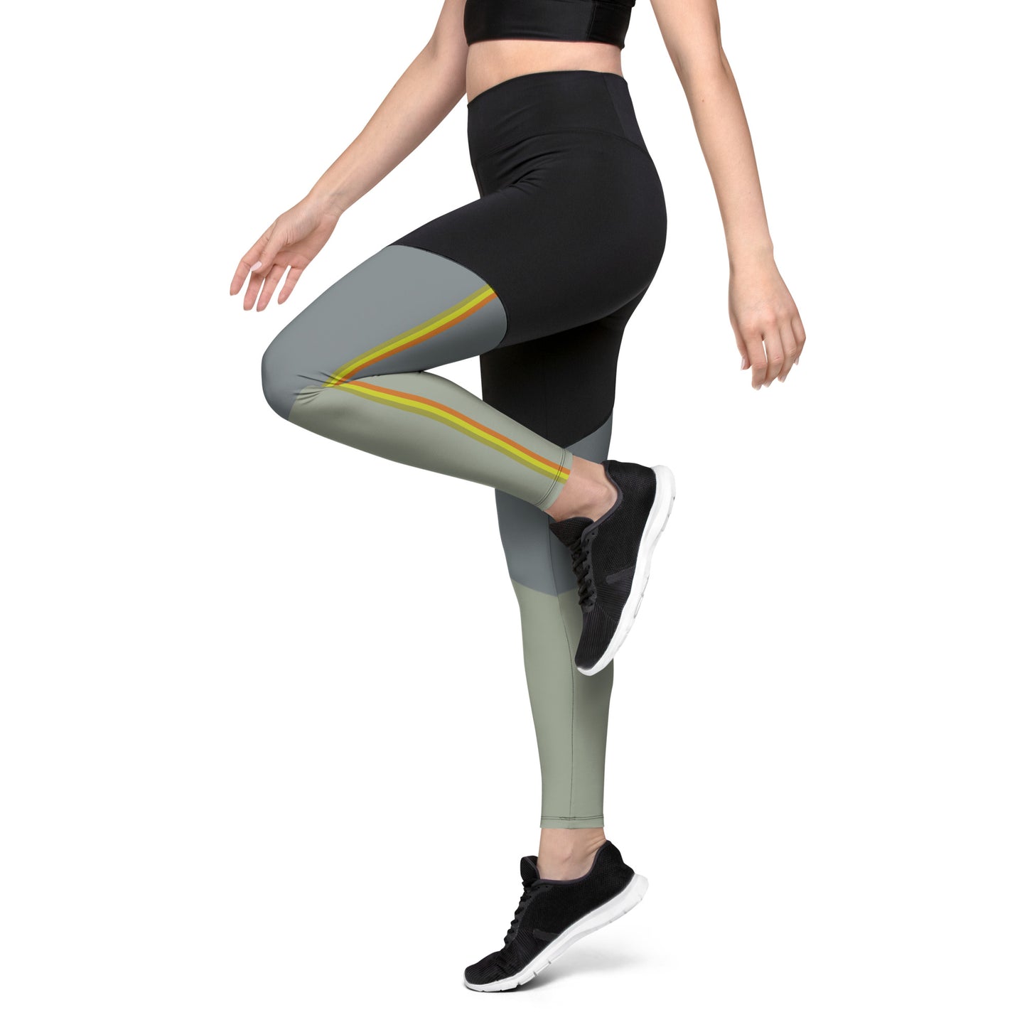 E&E Basic Green/Orange Sports Leggings