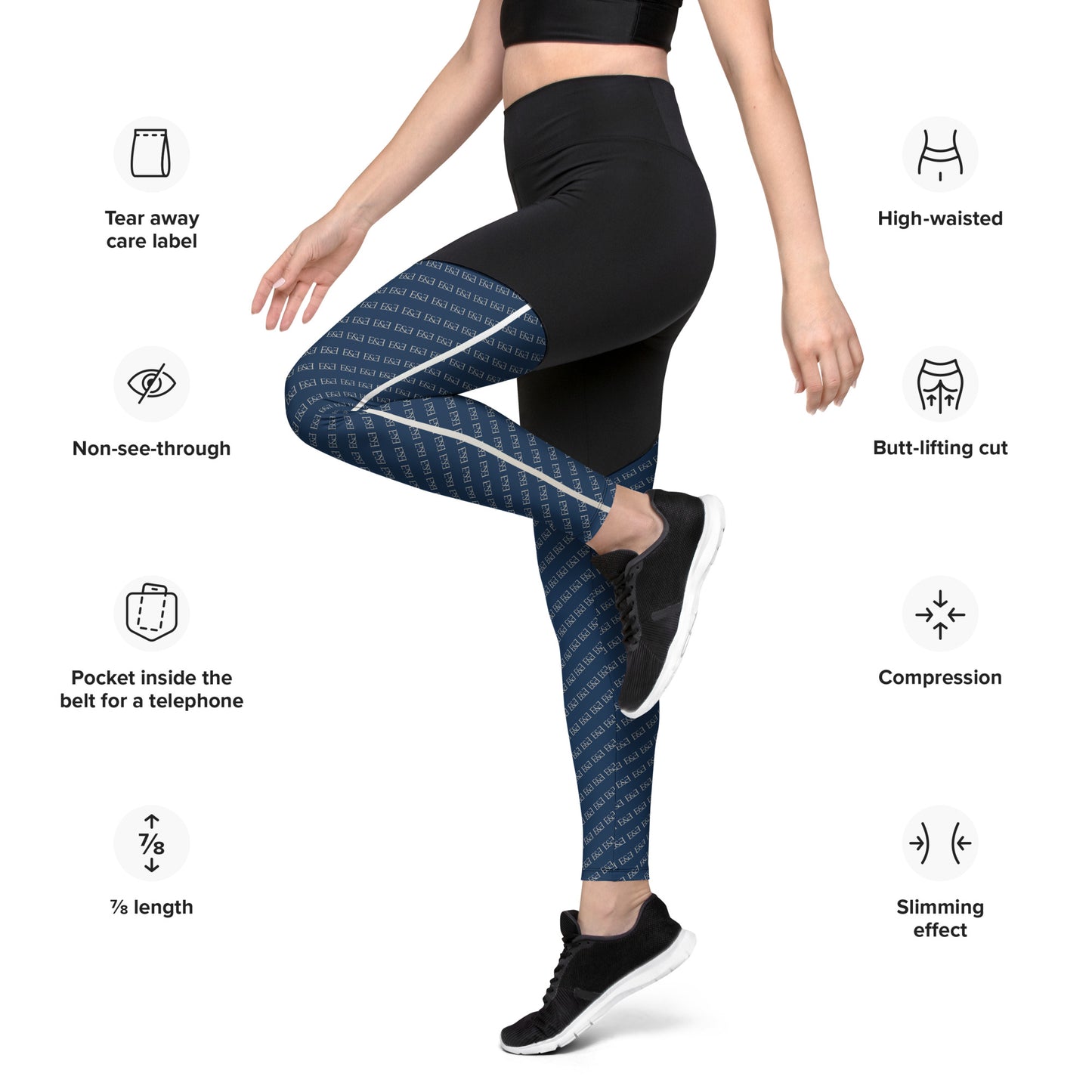 E&E Signature Blue Sports Leggings
