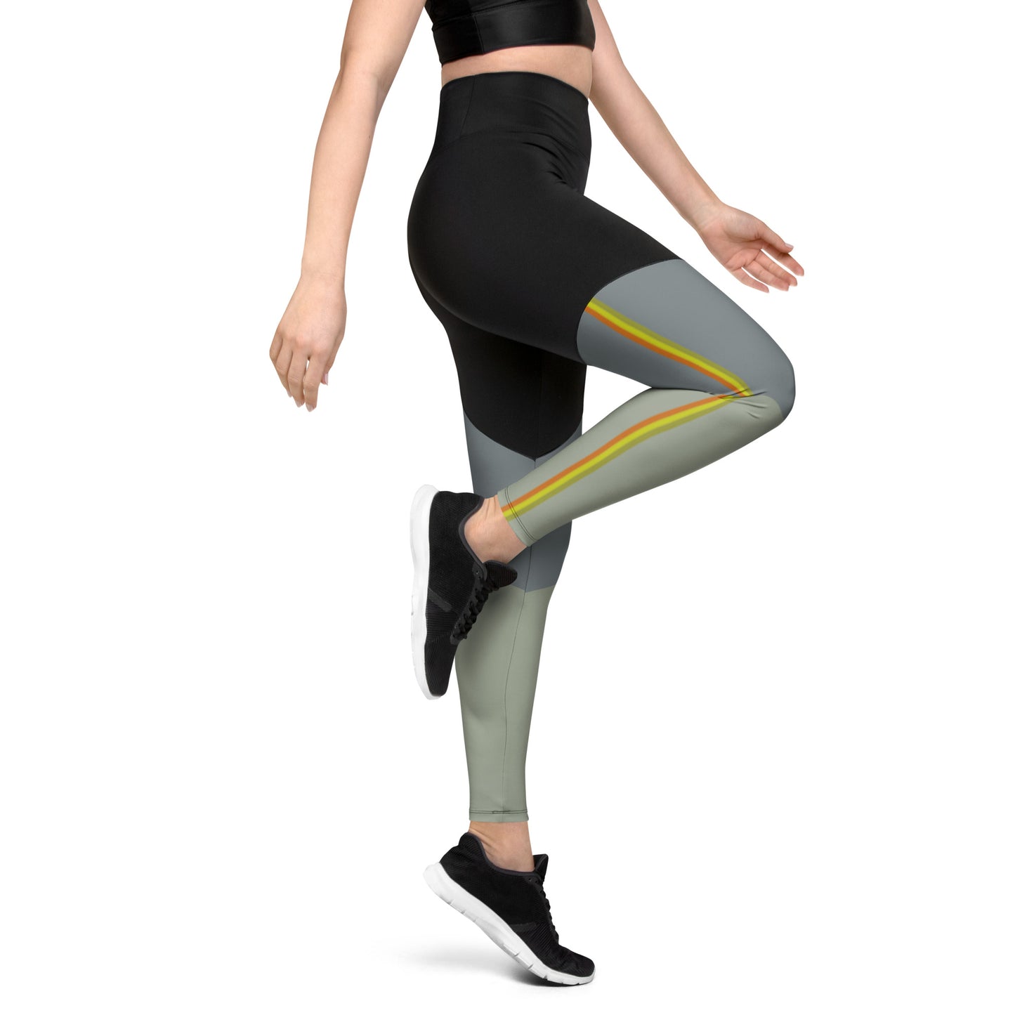 E&E Basic Green/Orange Sports Leggings