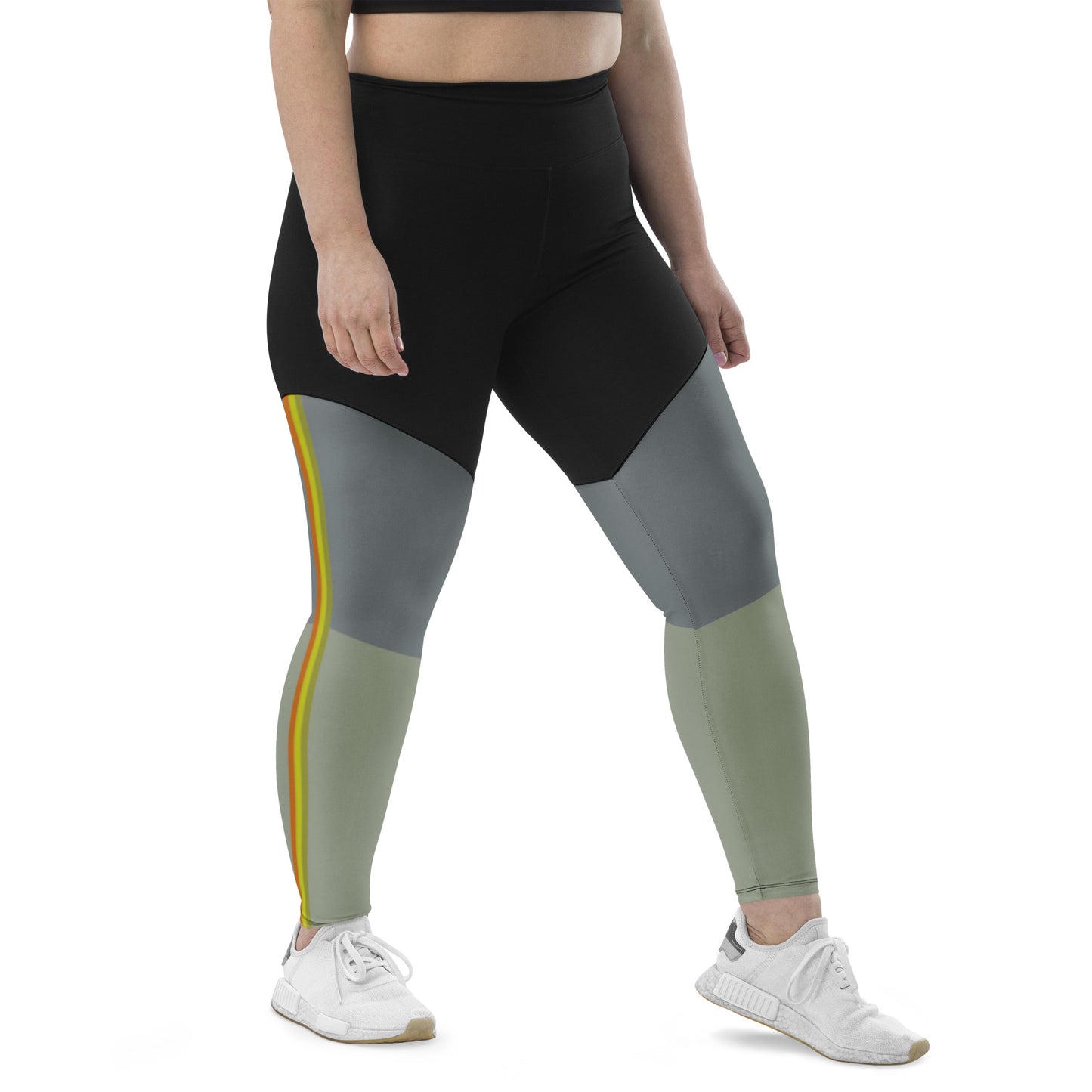 E&E Basic Green/Orange Sports Leggings