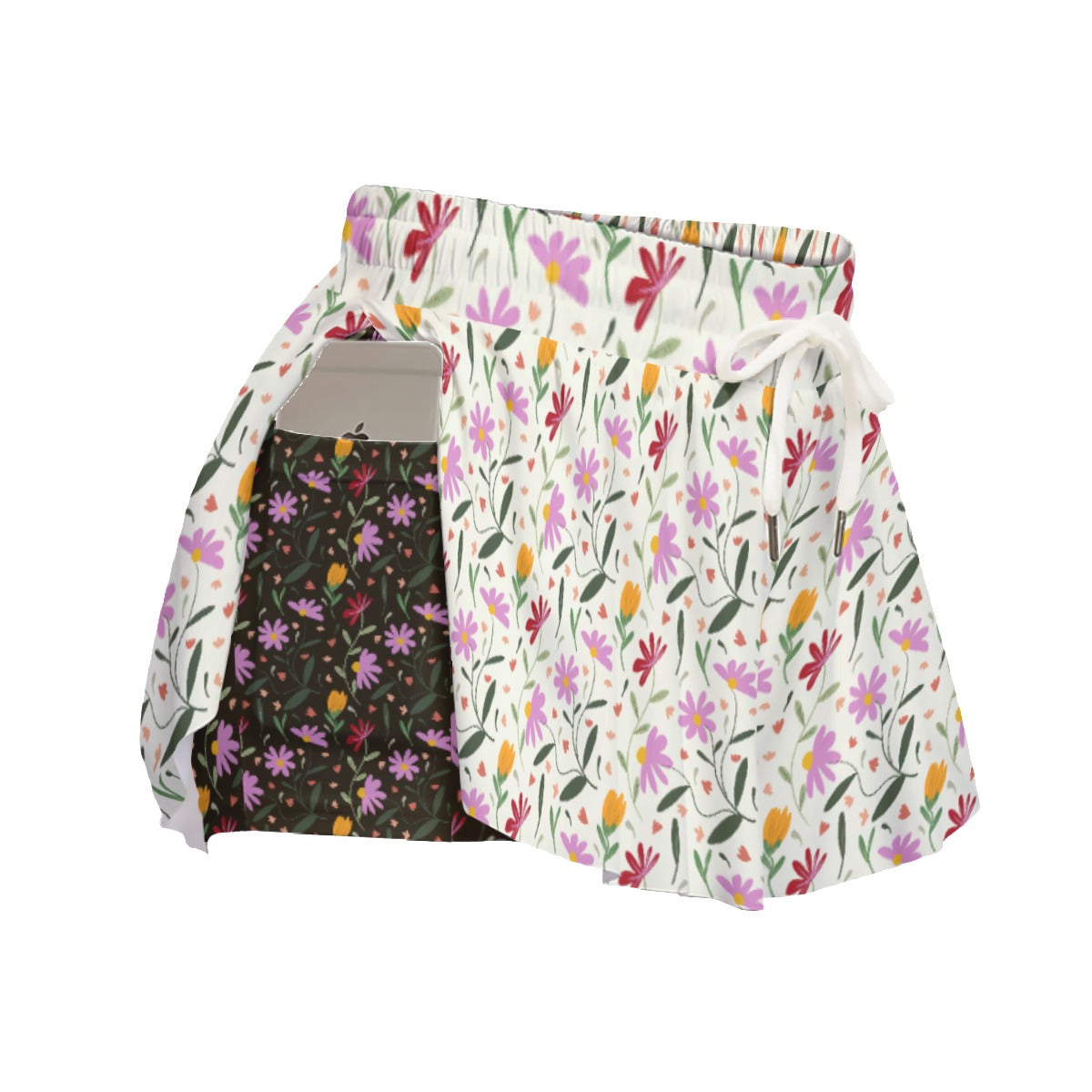 Botanical Women's Sport Skirts With Pocket. Pattern hand-painted by the Designer Maria Alejandra Echenique