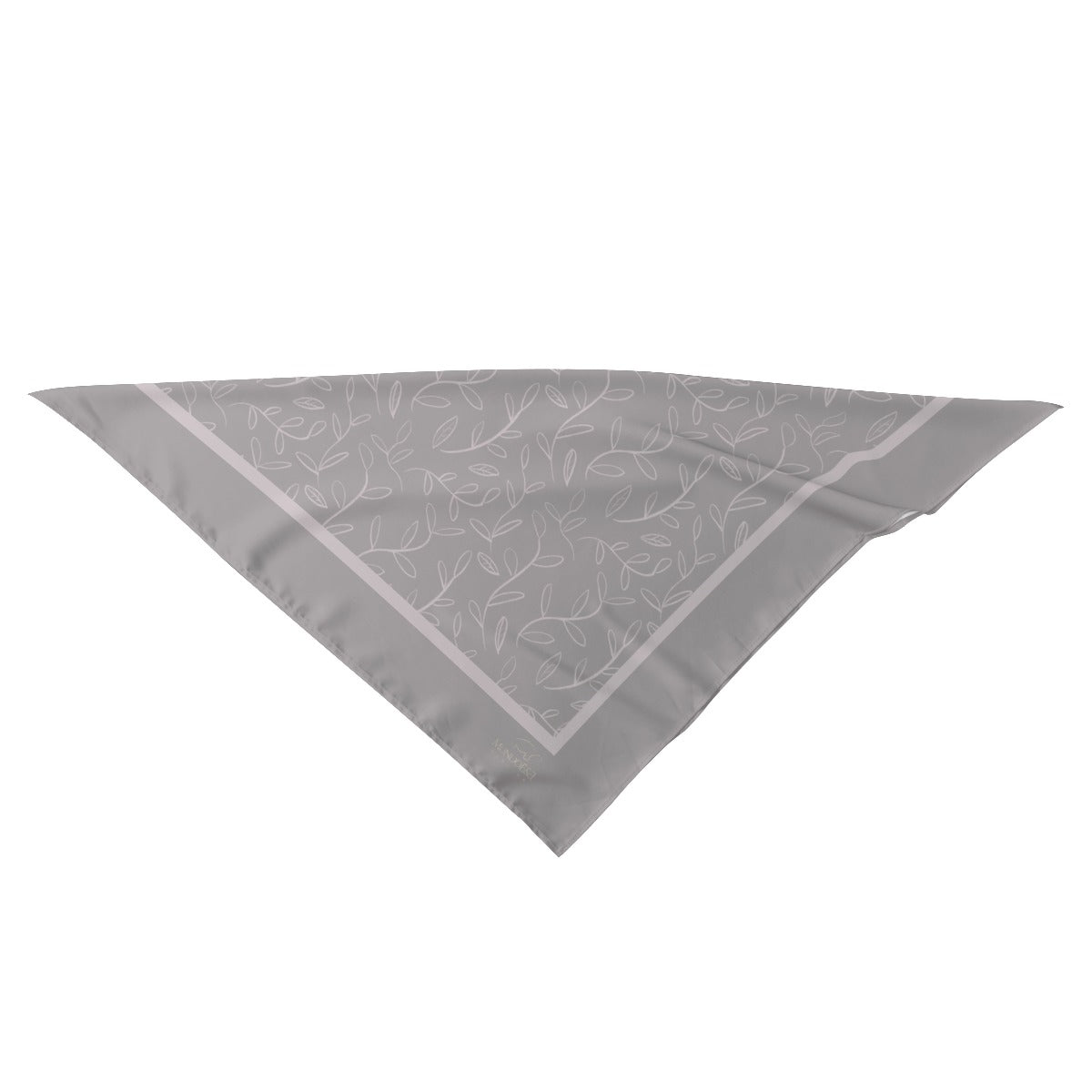 Super Bloom Collection Grey & Beige leaves Silk Scarf. Pattern hand-painted by the Designer Maria Alejandra Echenique