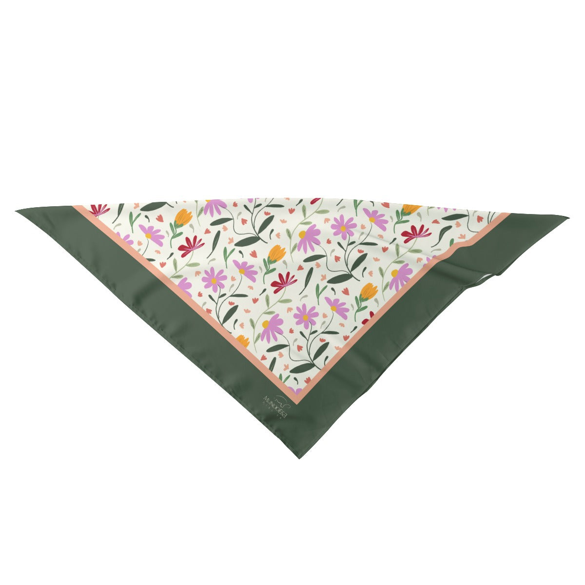 Botanical Off-White Silk Scarf. Pattern hand-painted by the Designer Maria Alejandra Echenique