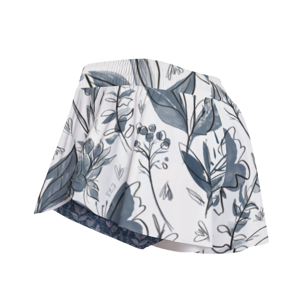 Watercolor White & Blue Sport Skorts With Pocket. Houston Collection. Design hand-painted by the Designer Maria Alejandra Echenique