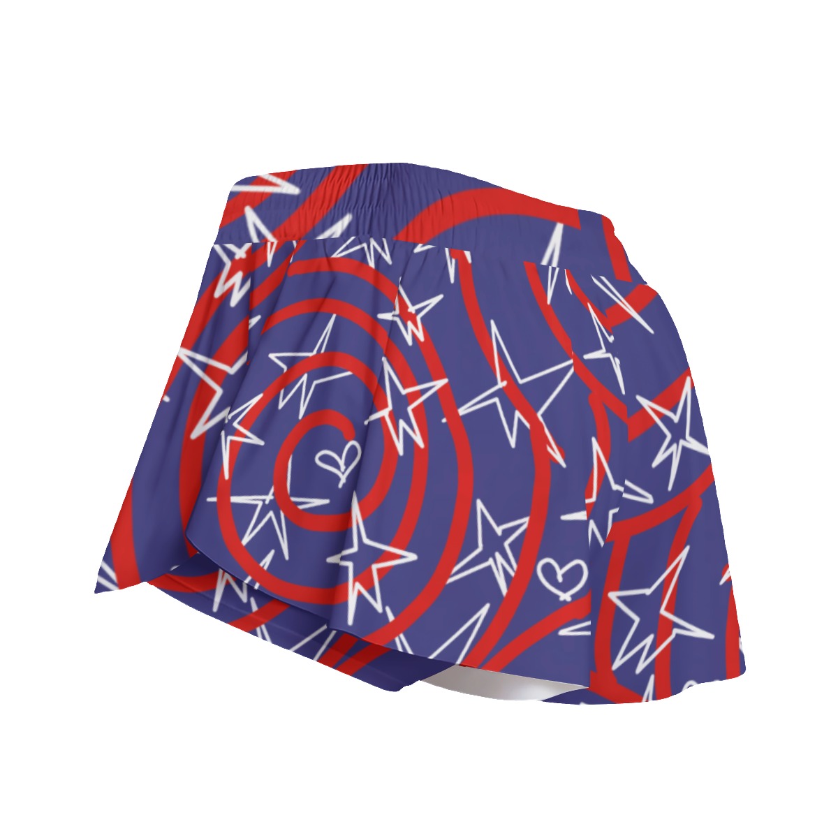 America inspired Women's Sport Skorts With Pocket. Short. Skirt. Design hand-painted by the Designer Maria Alejandra Echenique.