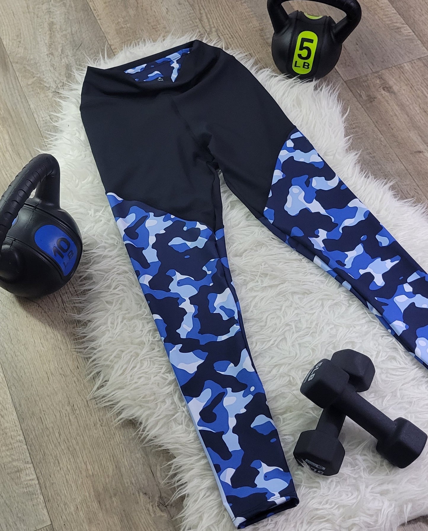 Blue Camo Training Sports Leggings