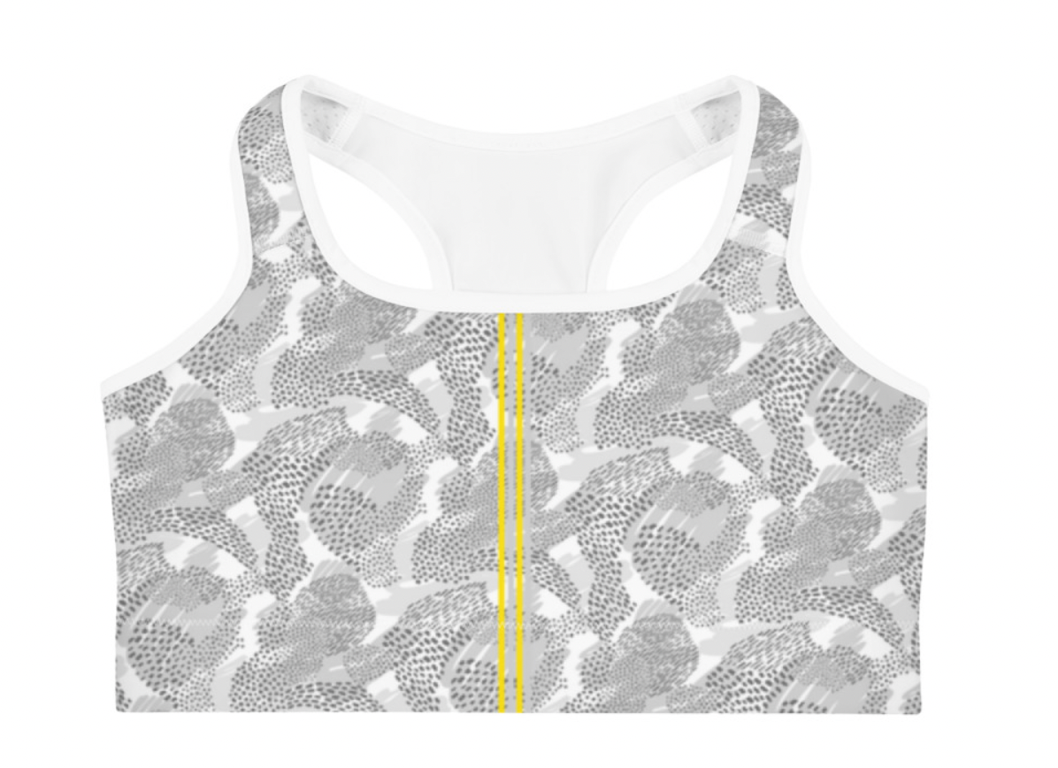 Grey & Yellow Paisley Sports bra