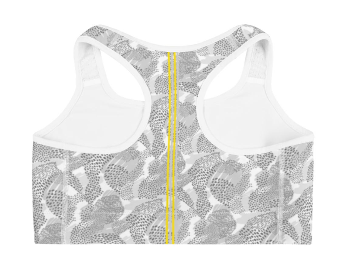 Grey & Yellow Paisley Sports bra