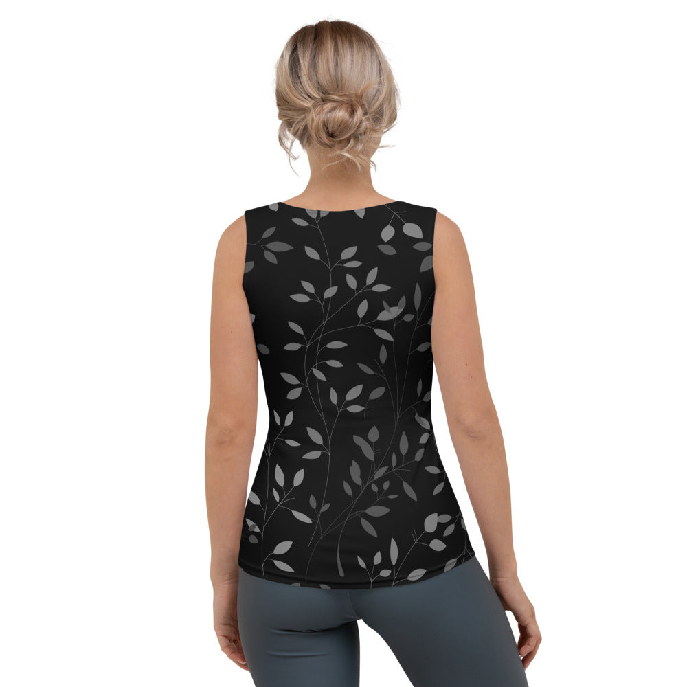 Black Tank Top 1977 collection. Pattern design made by the Designer Maria Alejandra Echenique