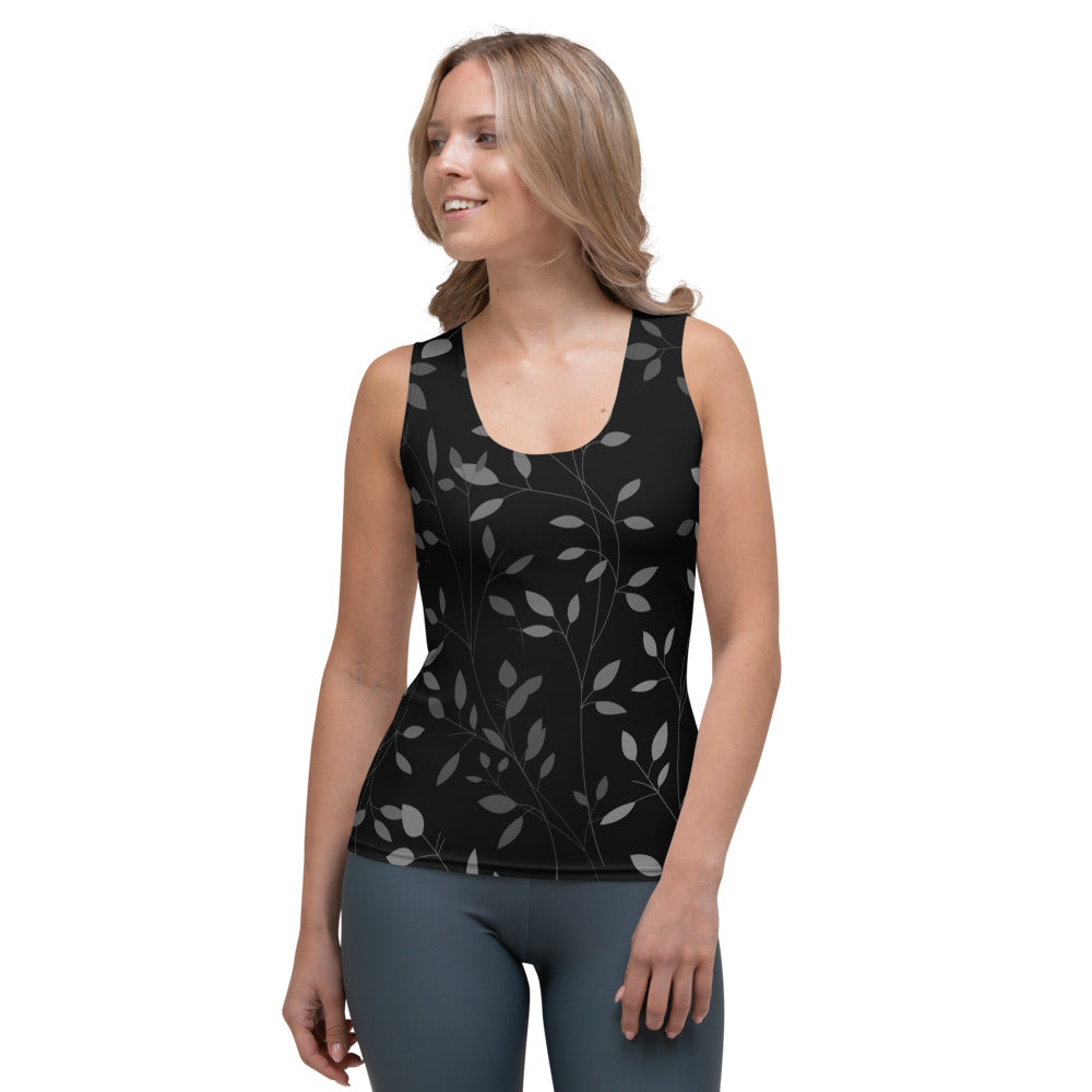 Black Tank Top 1977 collection. Pattern design made by the Designer Maria Alejandra Echenique