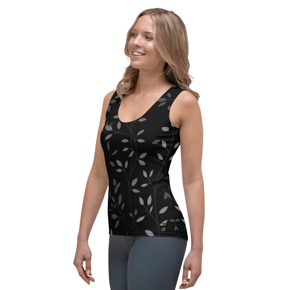 Black Tank Top 1977 collection. Pattern design made by the Designer Maria Alejandra Echenique