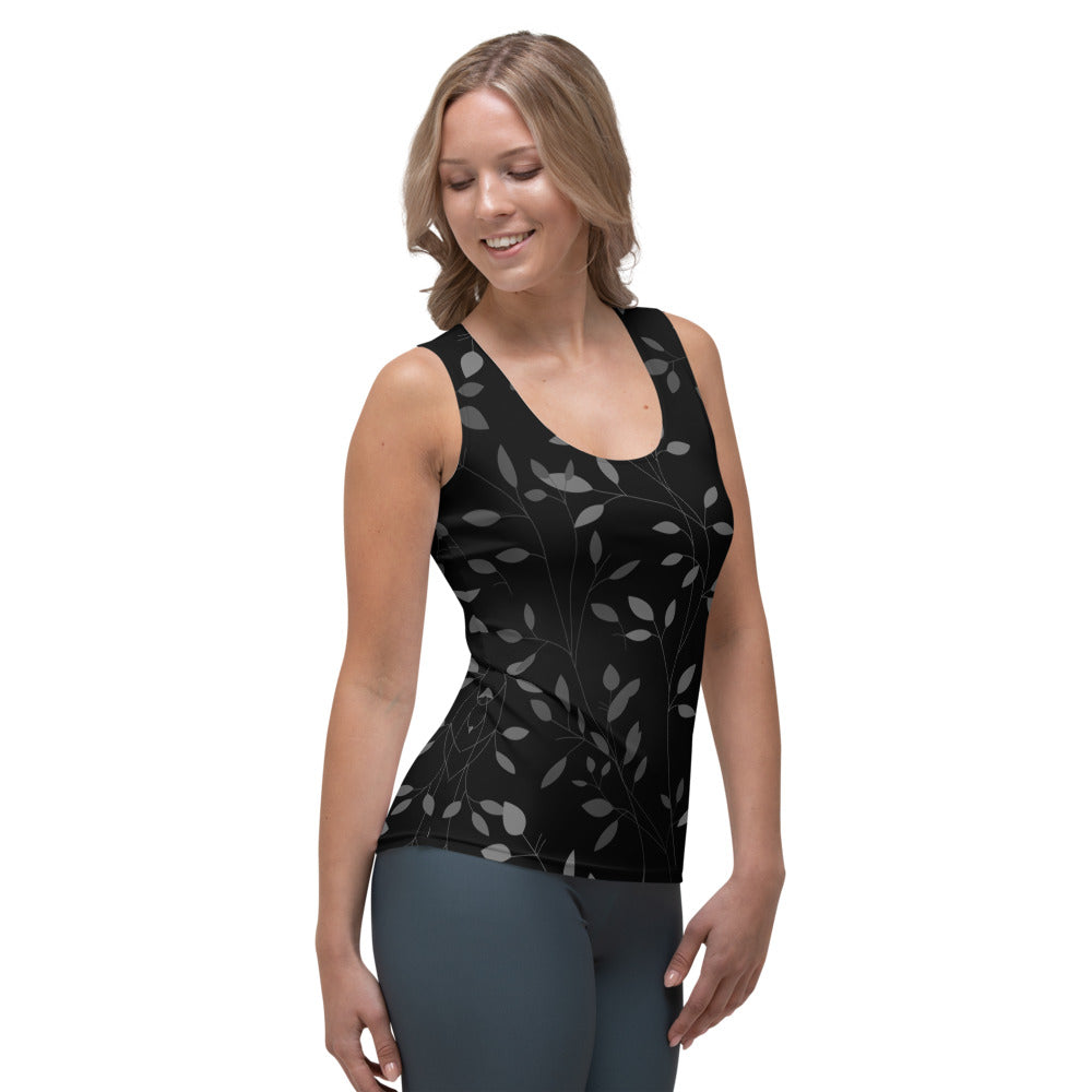 Black Tank Top 1977 collection. Pattern design made by the Designer Maria Alejandra Echenique