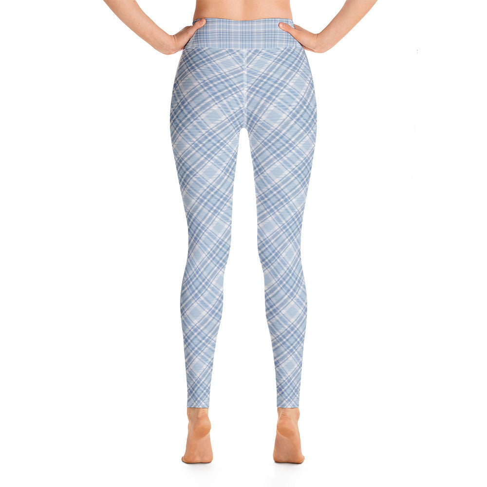 Baby Blue Plaid Yoga Leggings