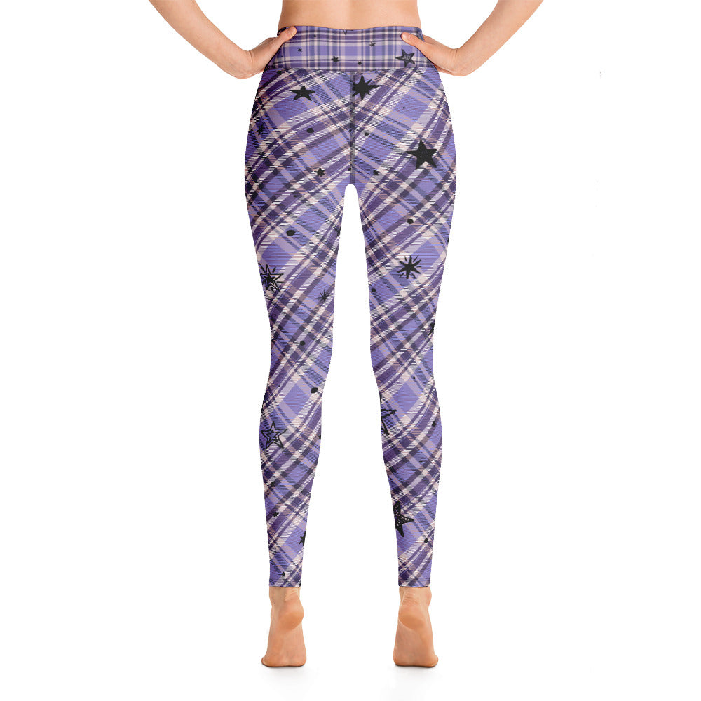 Stars Violet Plaid Yoga Leggings