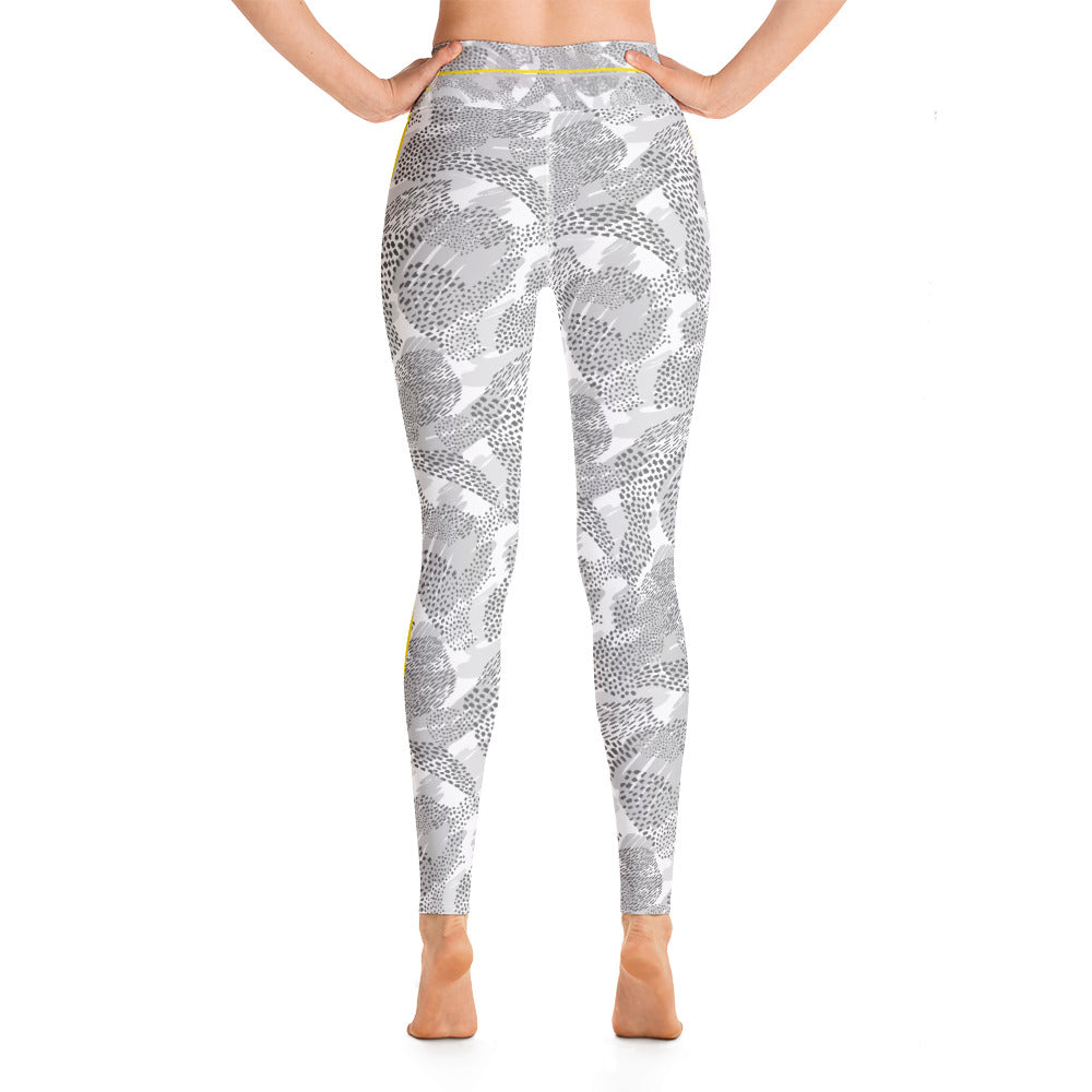Grey & Yellow Paisley Yoga Leggings
