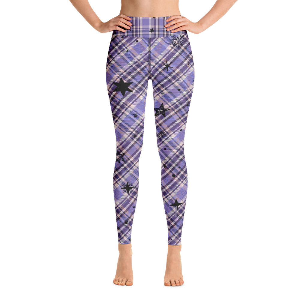 Stars Violet Plaid Yoga Leggings