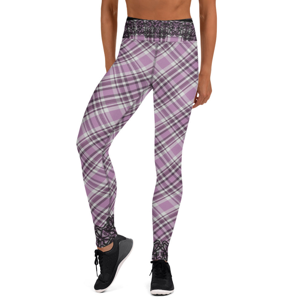Pink Plaid Yoga Leggings