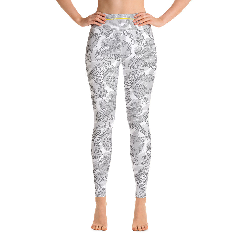 Grey & Yellow Paisley Yoga Leggings