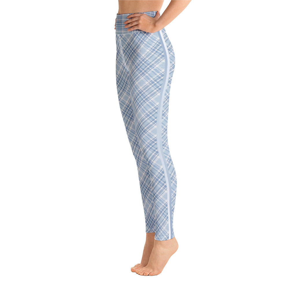Baby Blue Plaid Yoga Leggings
