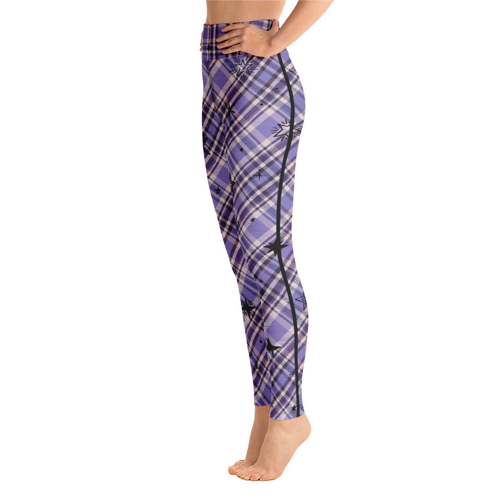 Stars Violet Plaid Yoga Leggings