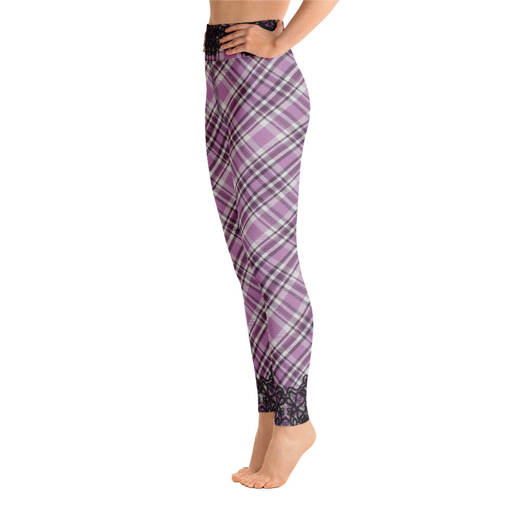 Pink Plaid Yoga Leggings