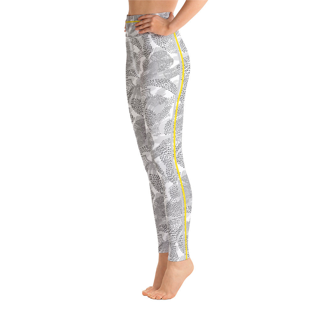 Grey & Yellow Paisley Yoga Leggings