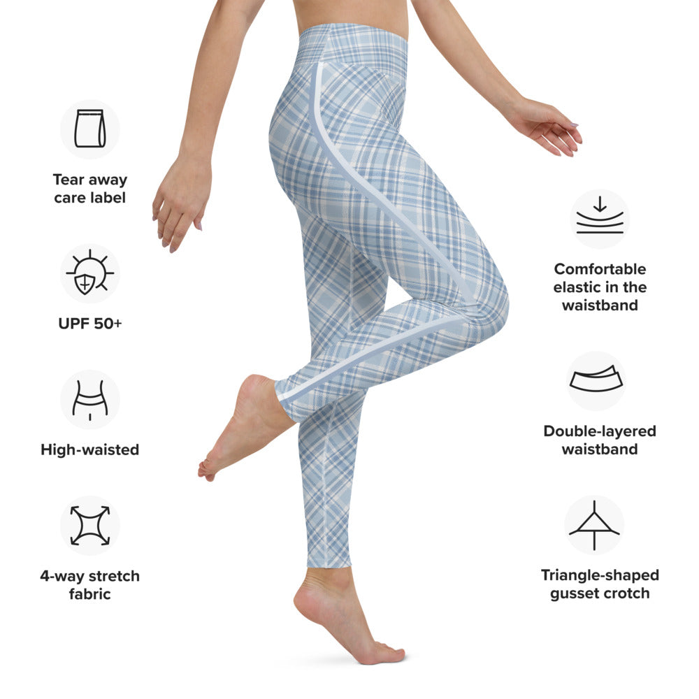 Baby Blue Plaid Yoga Leggings