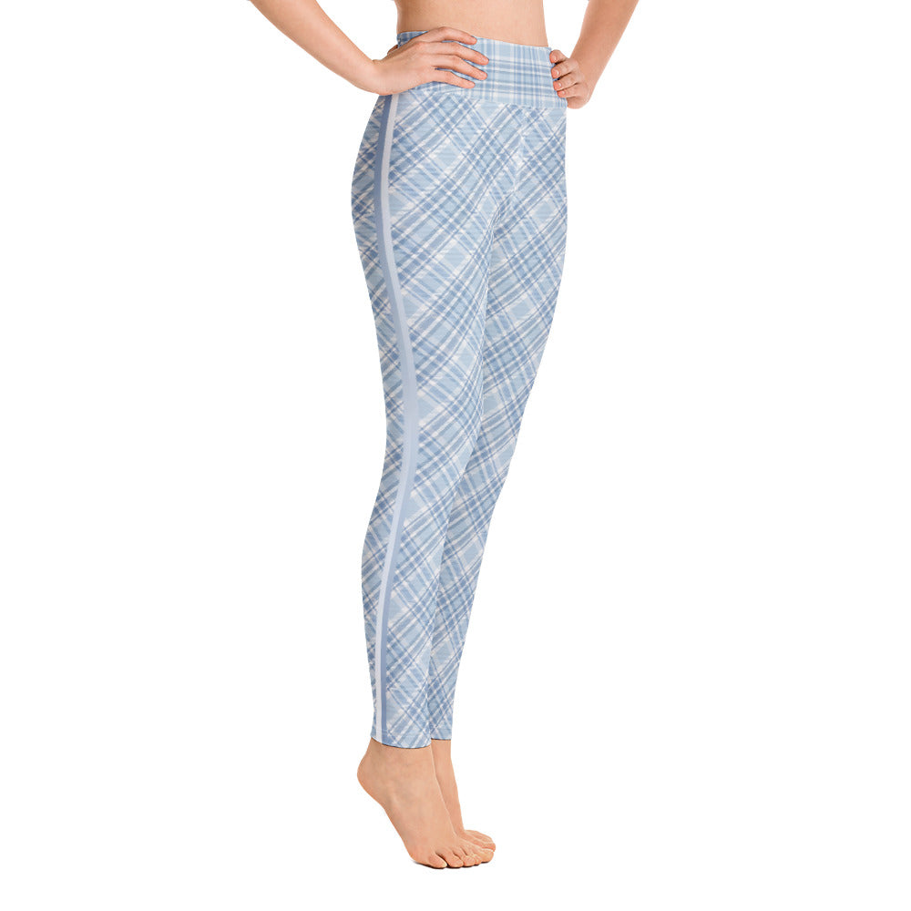 Baby Blue Plaid Yoga Leggings
