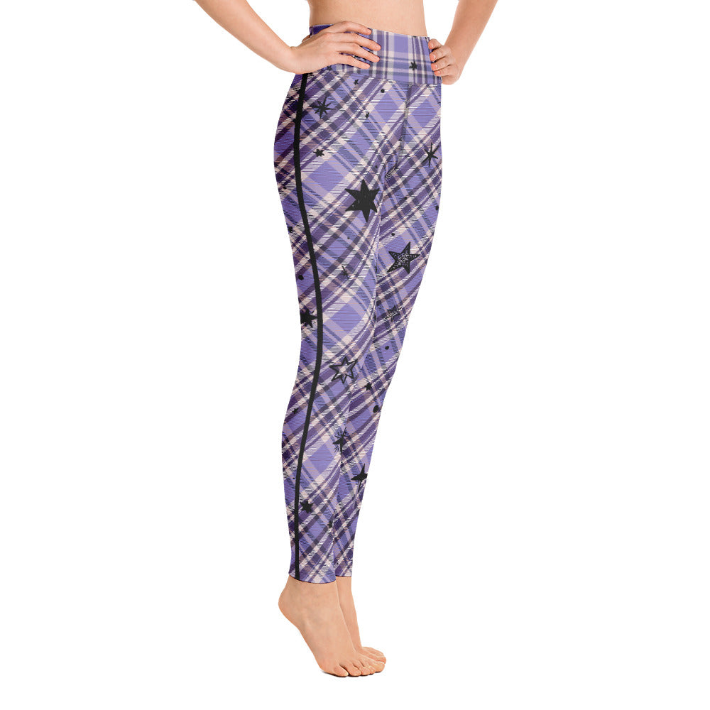Stars Violet Plaid Yoga Leggings