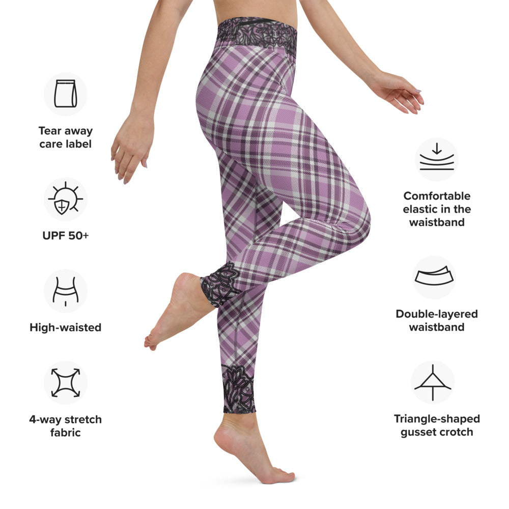 Pink Plaid Yoga Leggings