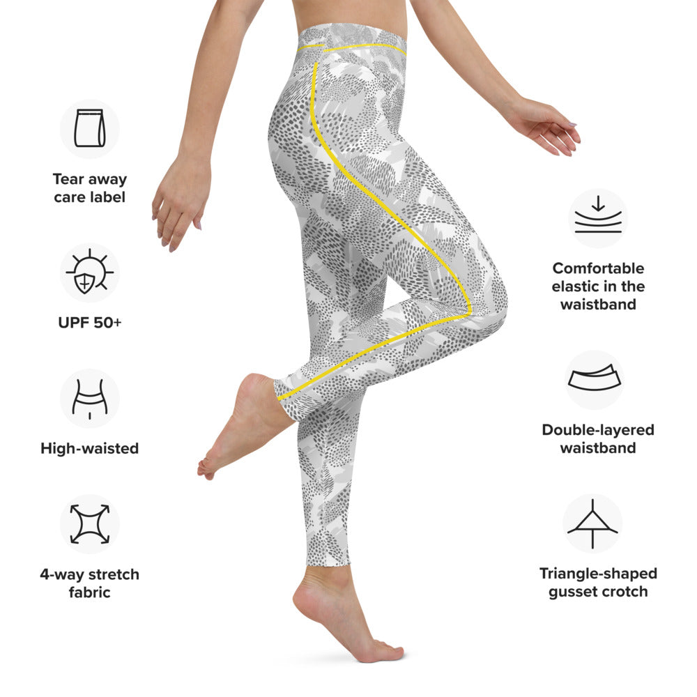 Grey & Yellow Paisley Yoga Leggings