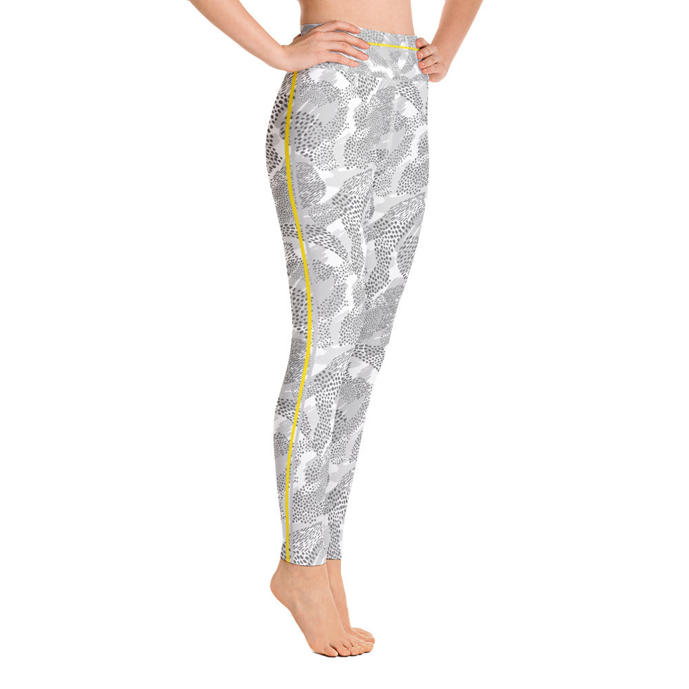 Grey & Yellow Paisley Yoga Leggings