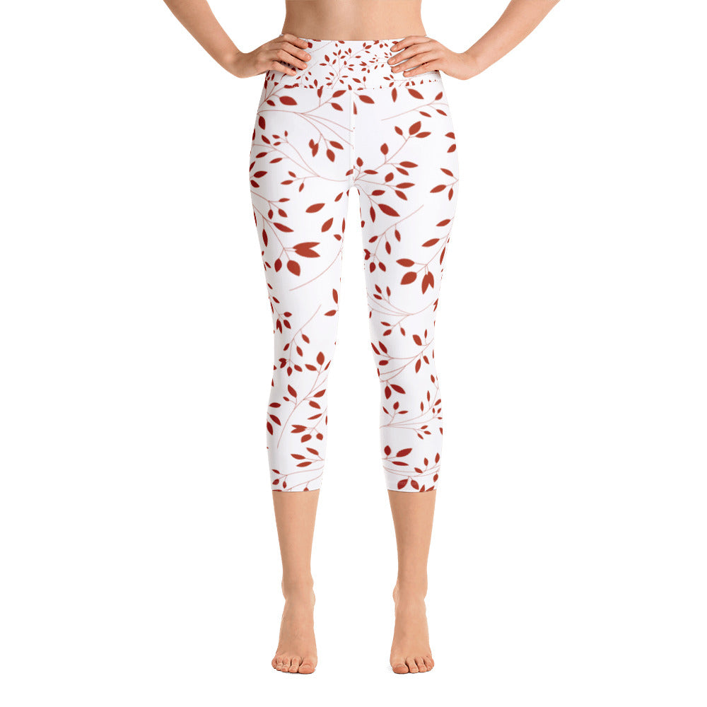 Red Flowers Yoga Capri Leggings - 1977 collection