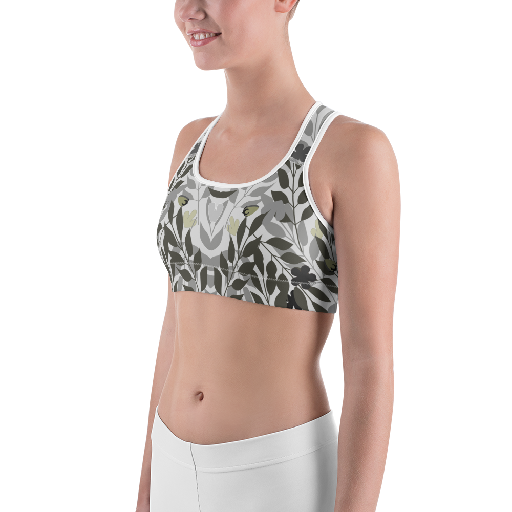 Gray Flowers Sports bra - 1977 Collection