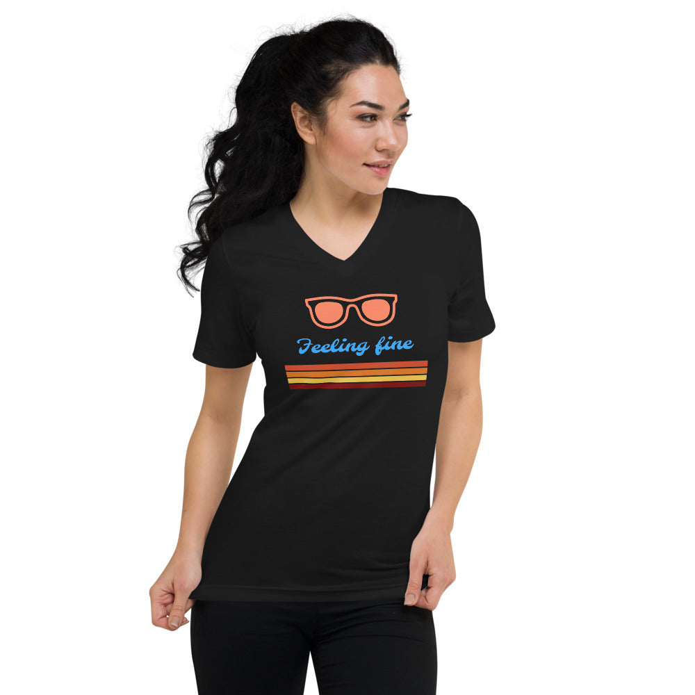 Feeling Fine - Unisex Short Sleeve V-Neck T-Shirt